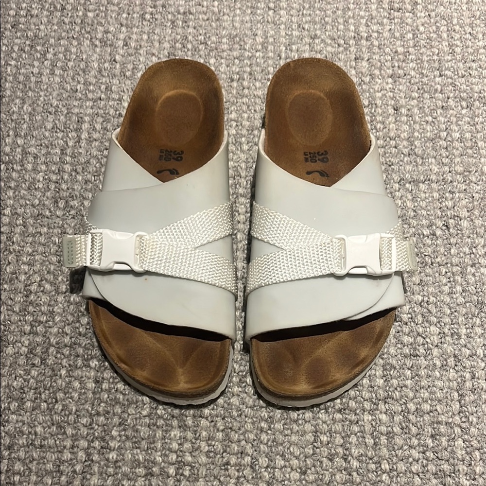 White Papillio by Birkenstock Carrie Slide Sandal with Buckle